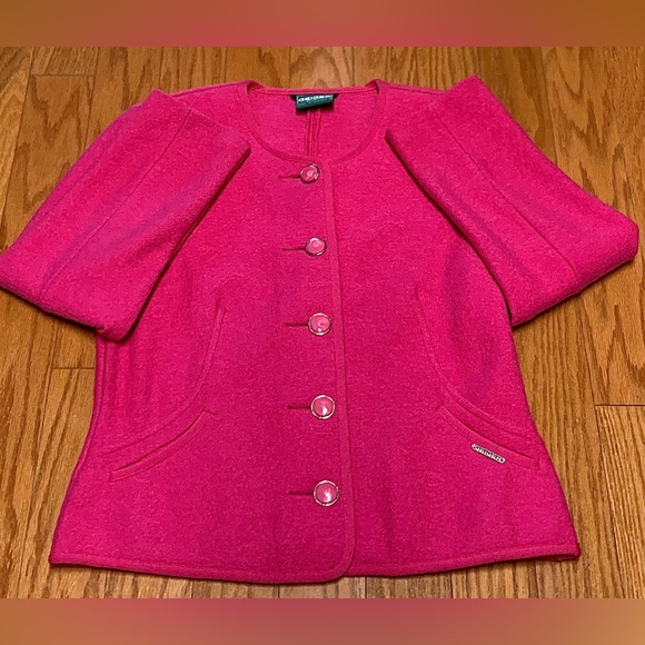Women’s Size 38 GEIGER COLLECTION Pure New Wool Austrian Pink Button Up Sweater - Picture 14 of 16